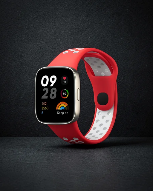 Xiaomi Redmi Watch 3 Spor Delikli Kordon (saat Değildir) - Kırmızı-beyaz