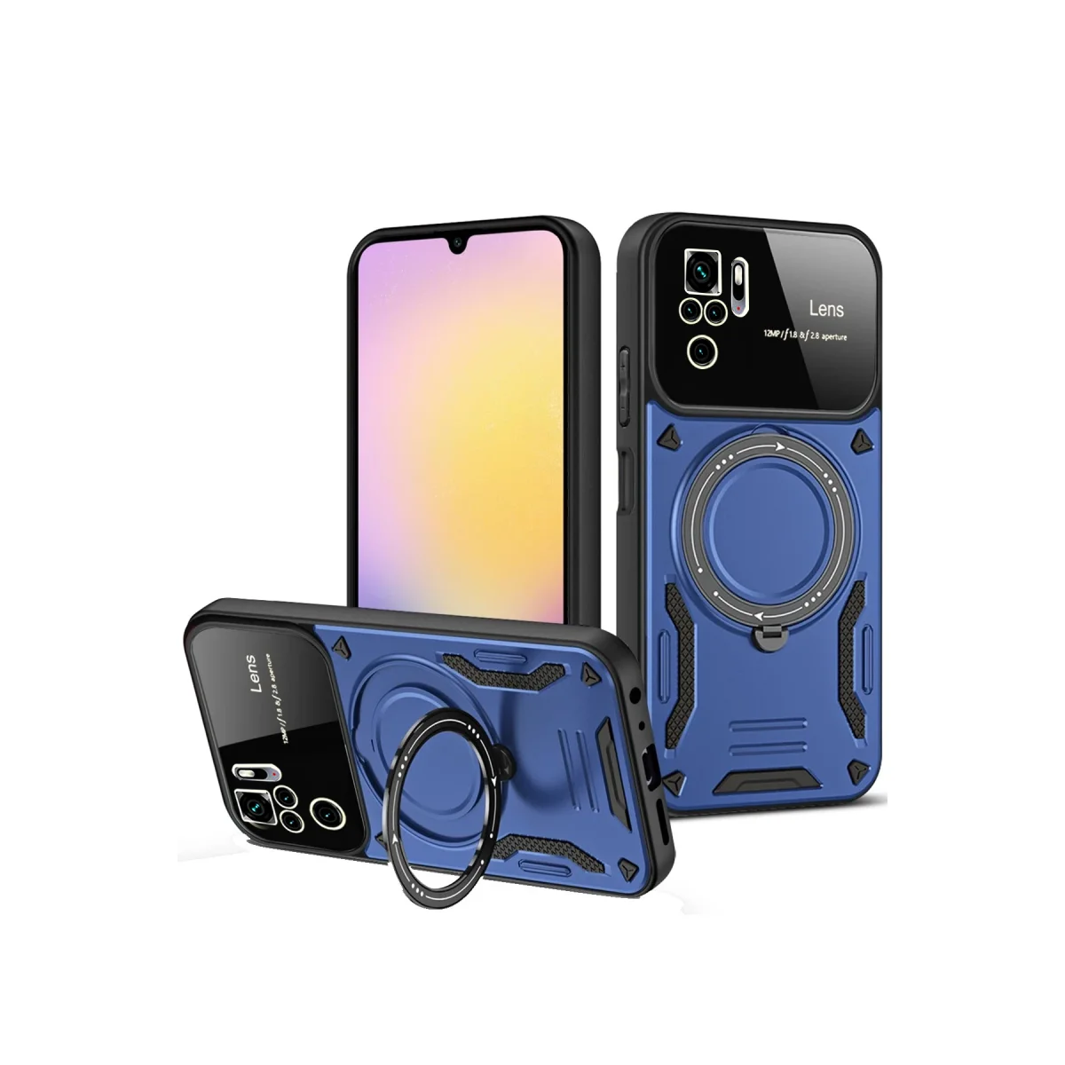 Xiaomi Redmi Note 10S Kılıf Joy Lens Standlı Kapak - Lacivert