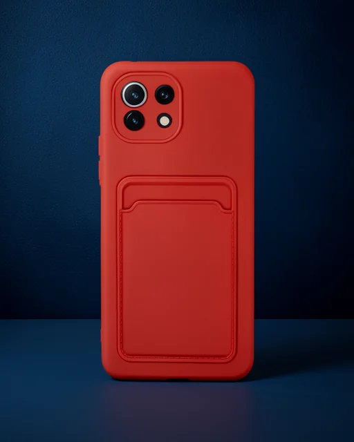 Xiaomi Mi 11 Lite Kılıf Kelvin Kartvizitli Silikon - Kırmızı