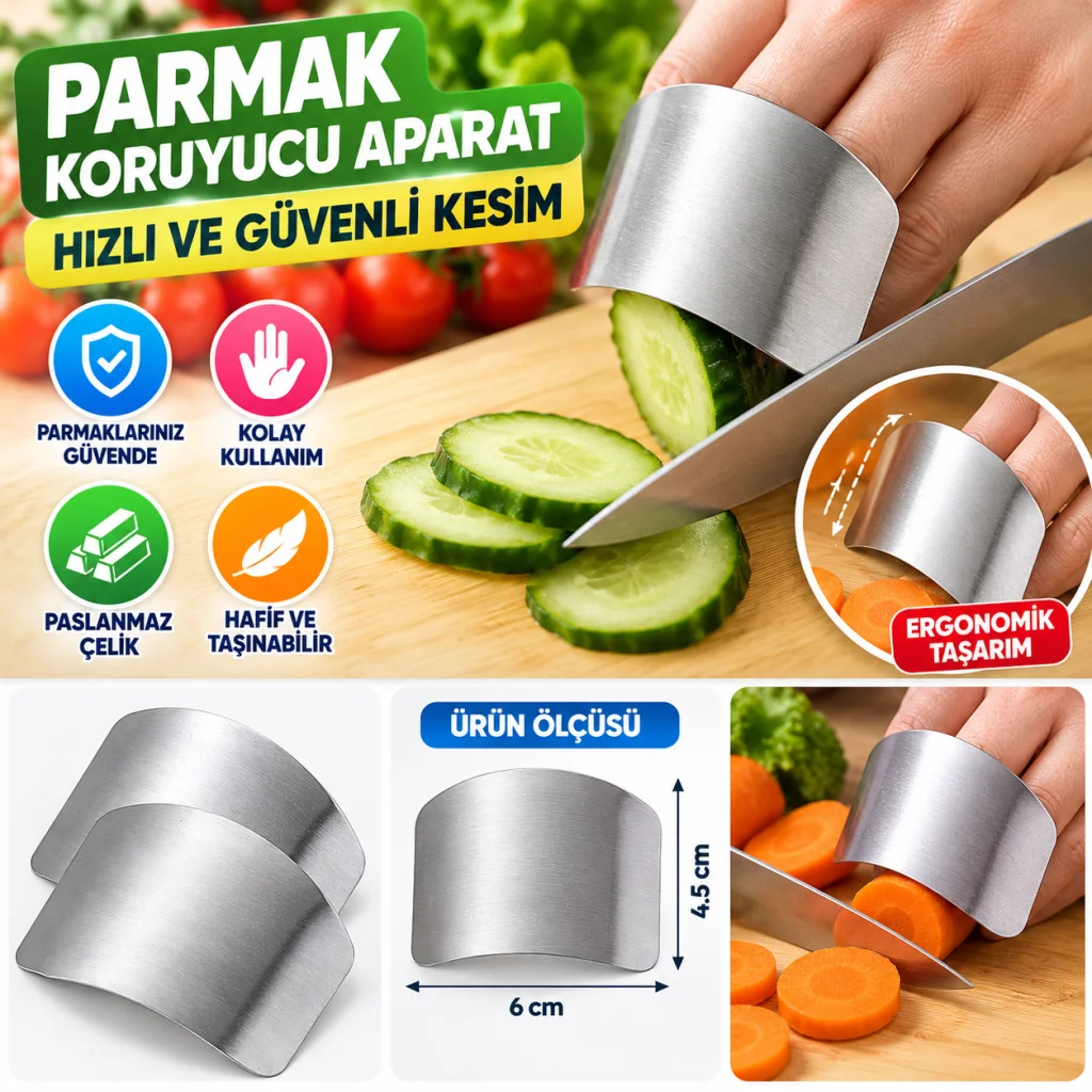 2li Metal Parmak Koruyucu Hızlı ve Güvenli Kesme Paslanmaz Çelik Koruyucu Aparat