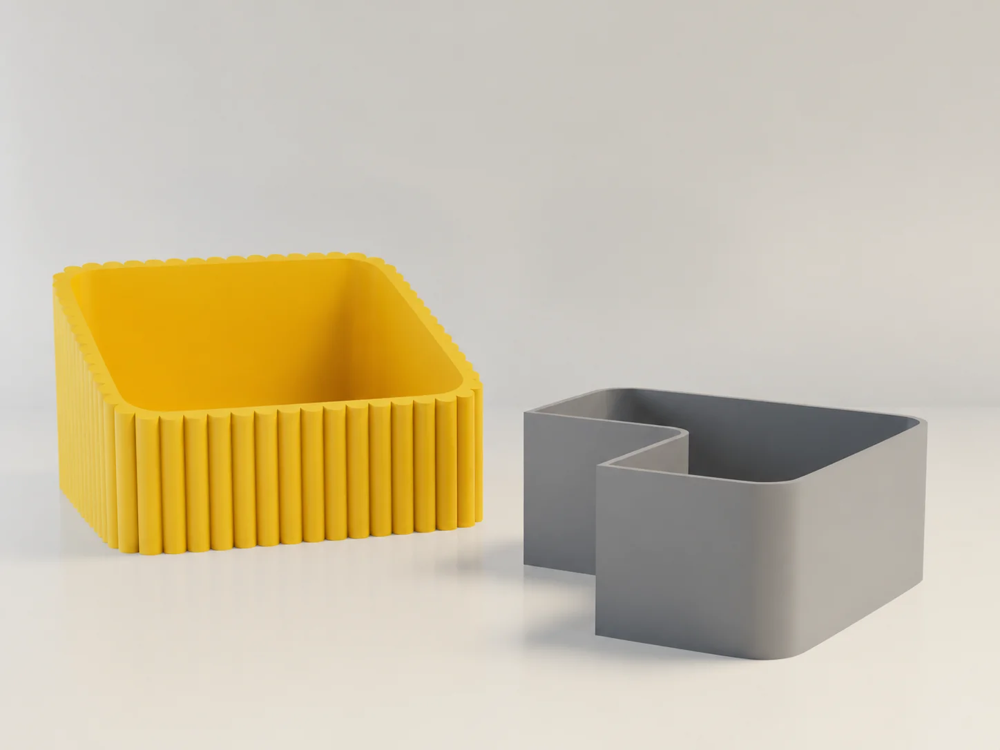 3D Baskı Fıstık Kasesi - Çift Hazneli Kabuk Ayırıcı Sunum Kasesi - Sarı Gri görsel 2