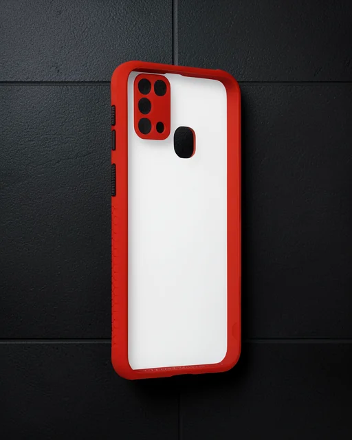 Samsung Galaxy M31 Kılıf Miami Şeffaf Silikon - Kırmızı