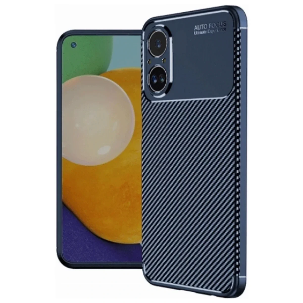 Realme 12 Lite Kılıf Auto Focus Karbon Kapak - Lacivert görsel 3