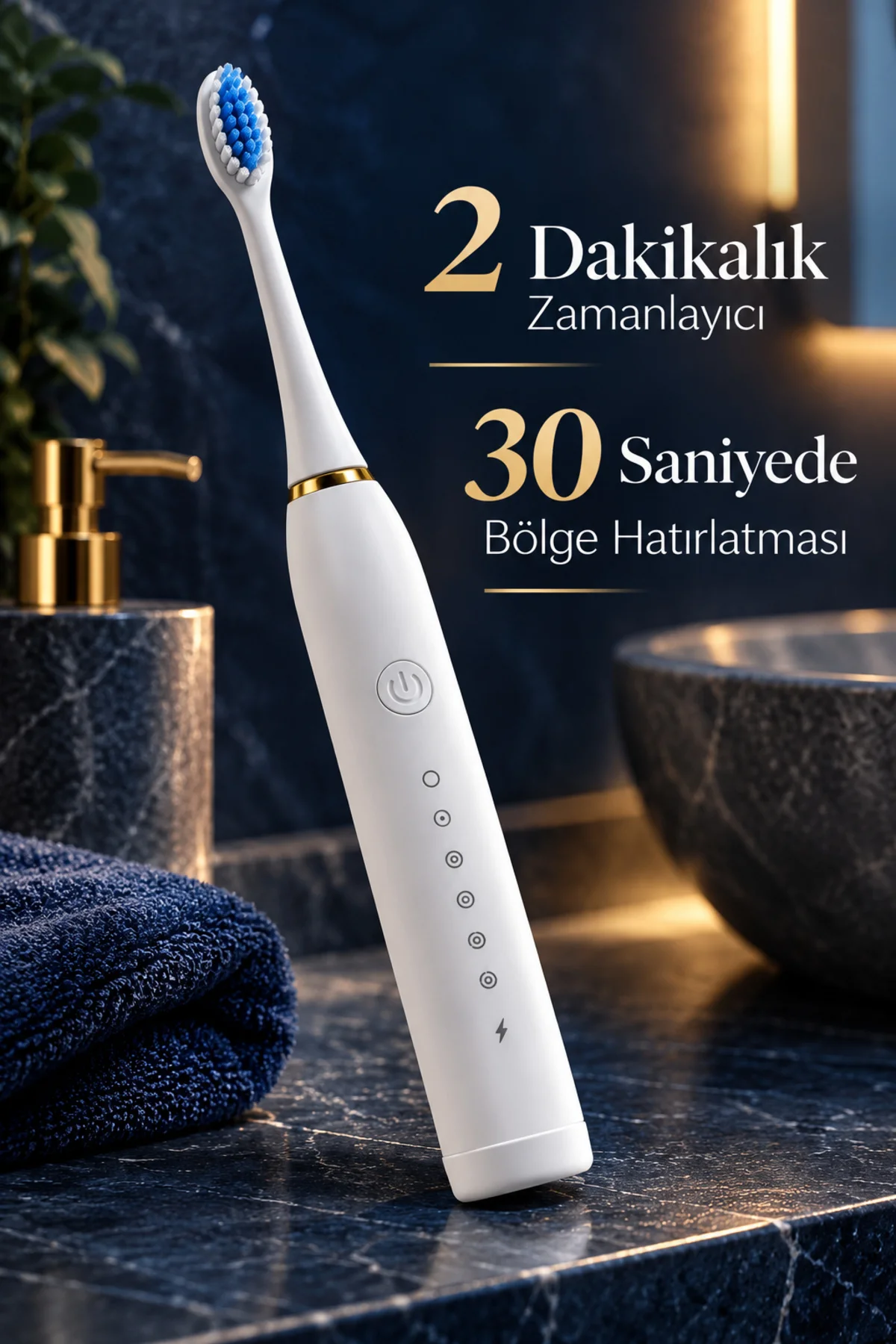 Şarjlı Elektrikli Diş Fırçası Beyaz görsel 2