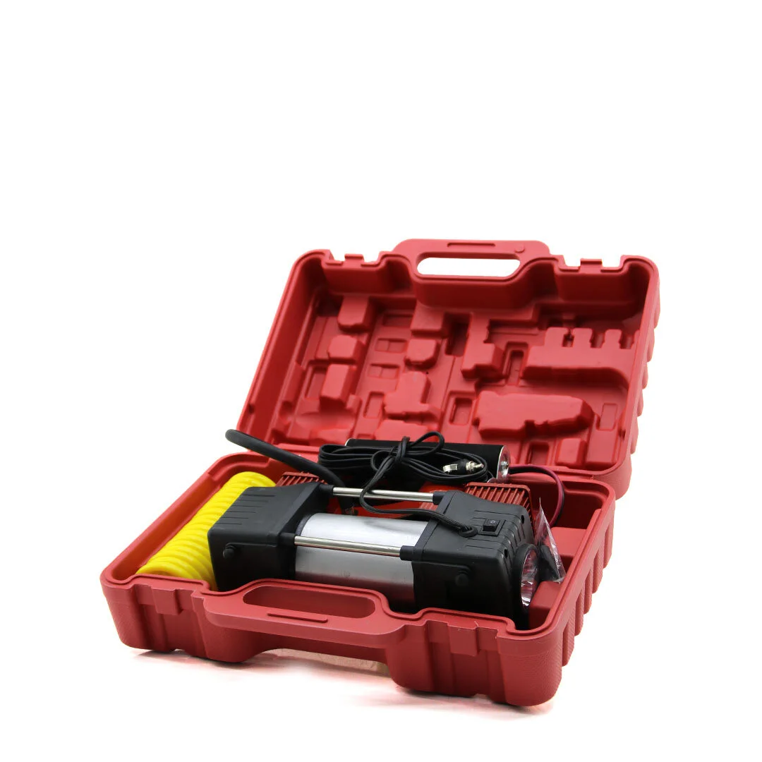 ÇİFT SİLİNDİR OTO - ARAÇ HAVA KOMPRESÖRÜ DC/12V - 23Amp - 150PSI FENERLİ BAR GÖSTERGELİ görsel 2