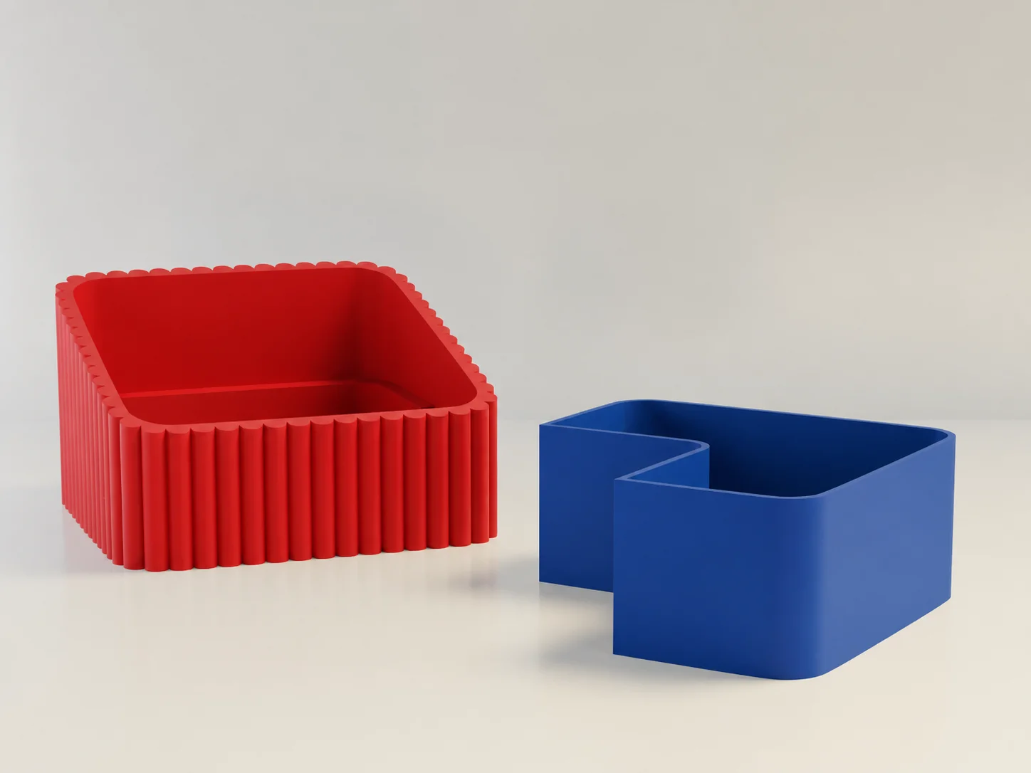 3D Baskı Fıstık Kasesi - Çift Hazneli Kabuk Ayırıcı Sunum Kasesi - Kırmızı Mavi görsel 2