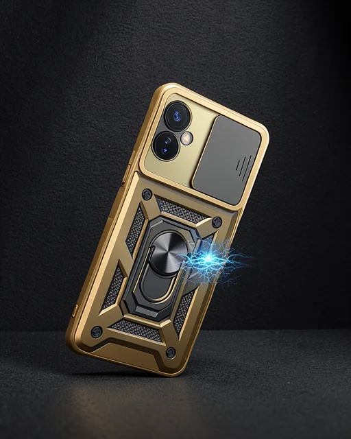 İnfinix Hot 30 5g Kılıf Pars Lens Yüzüklü Silikon - Gold