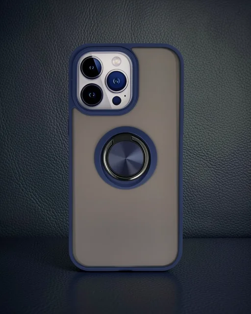 Apple İphone 13 Pro Max Kılıf Montreal Yüzüklü Silikon Kapak - Lacivert