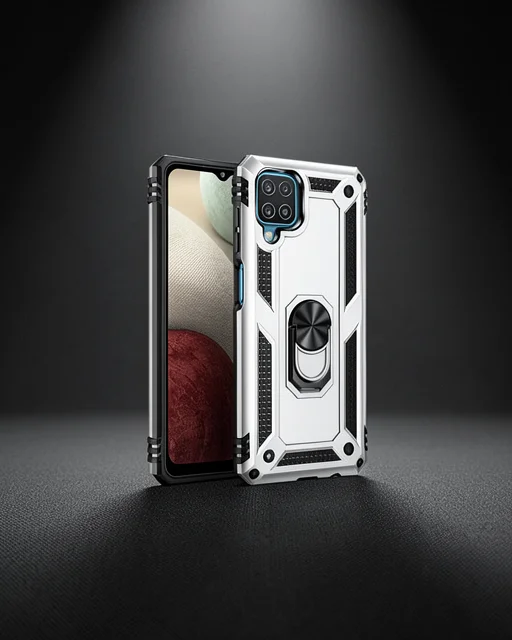 Samsung Galaxy A22 Kılıf Sofya Yüzüklü Silikon Kapak - Gümüş