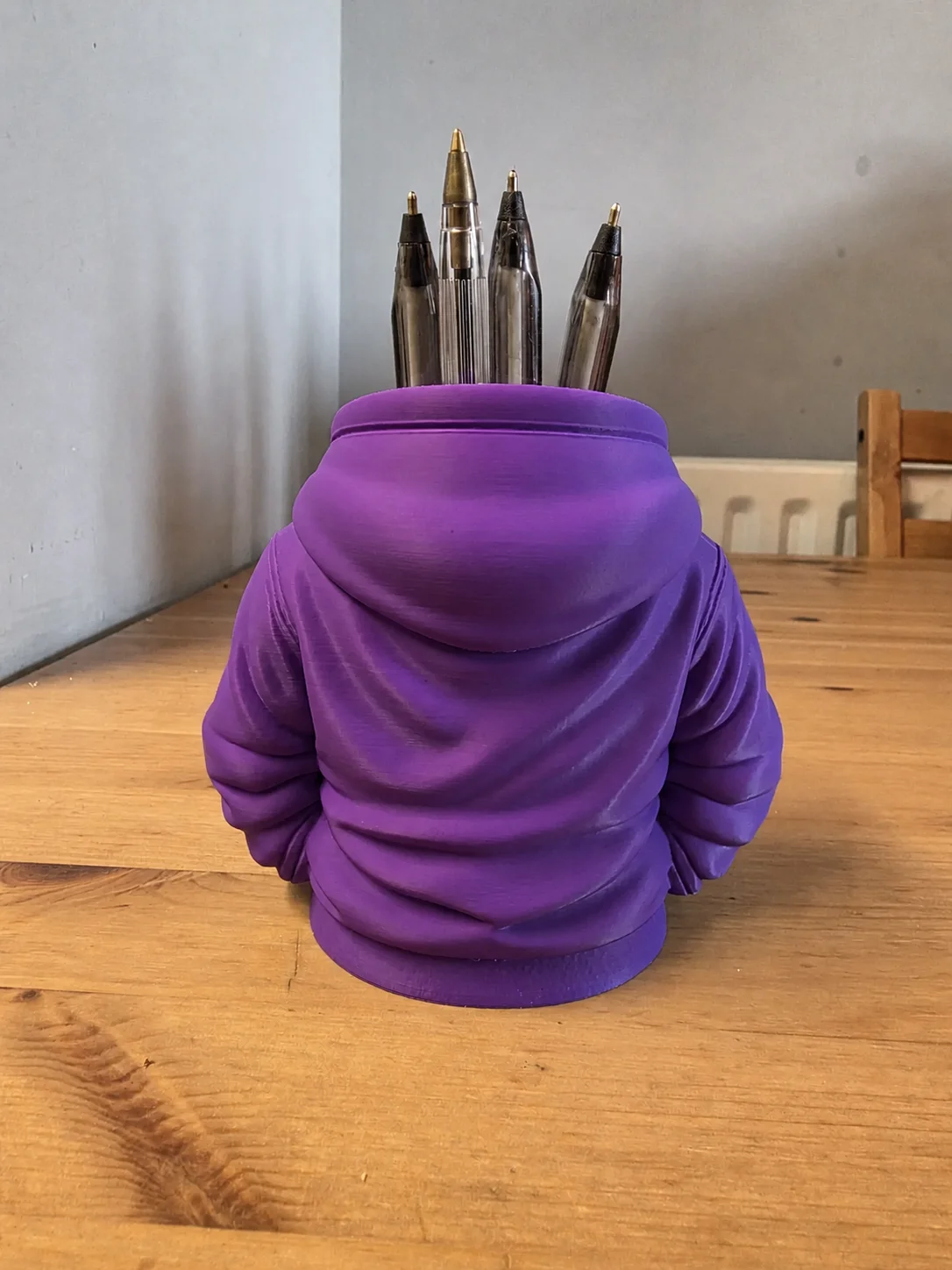 3D Baskı Kapüşonlu Sweatshirt Kalemlik - Masaüstü Organizer-Mor görsel 2