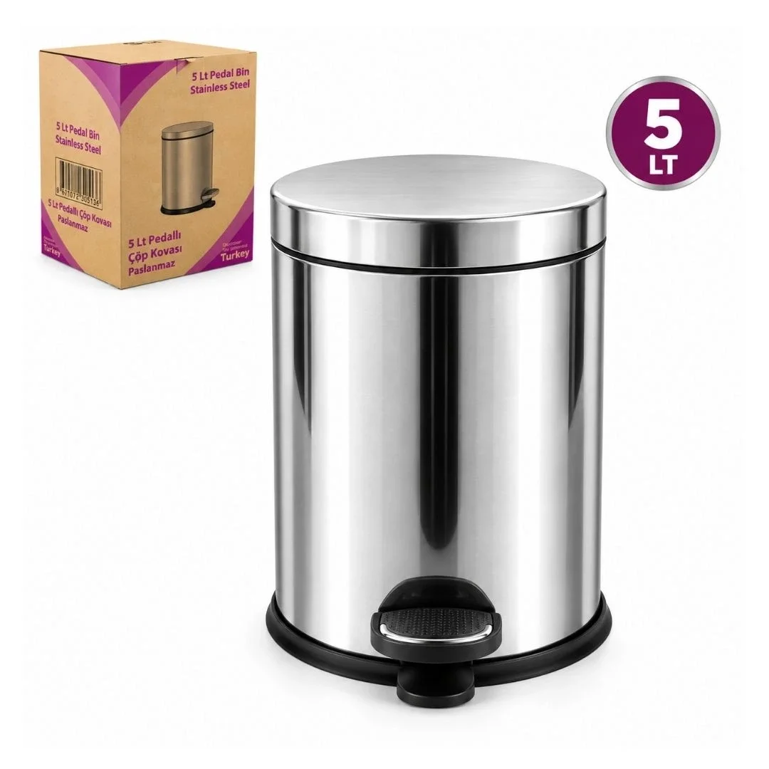 5 L Metal Pedallı Çöp Kovası görsel 2