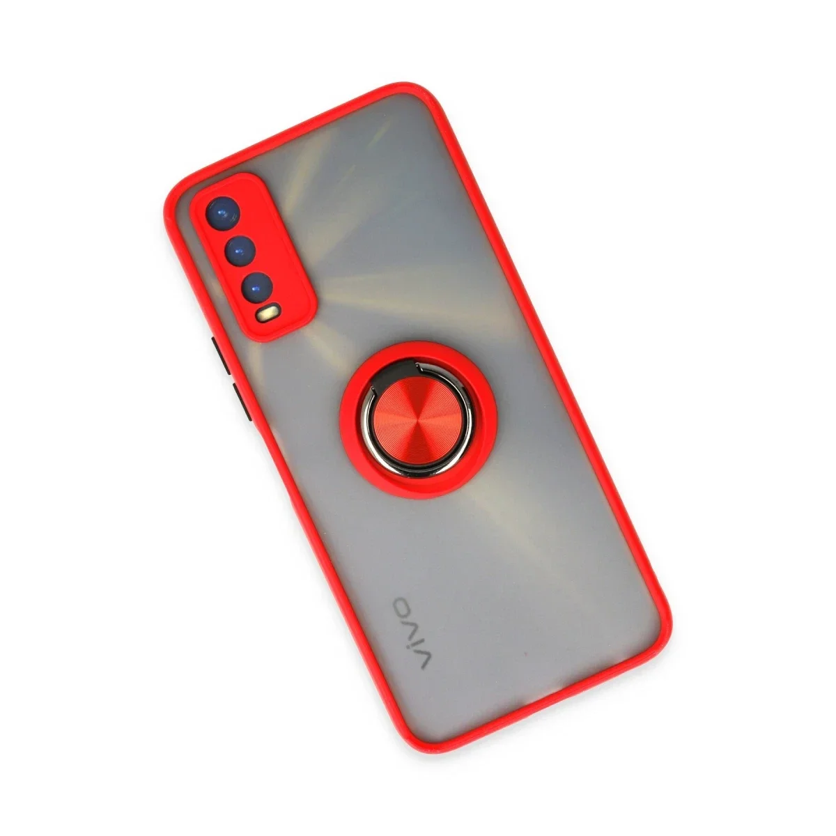 Vivo Y11S Kılıf Montreal Yüzüklü Silikon Kapak - Kırmızı görsel 2