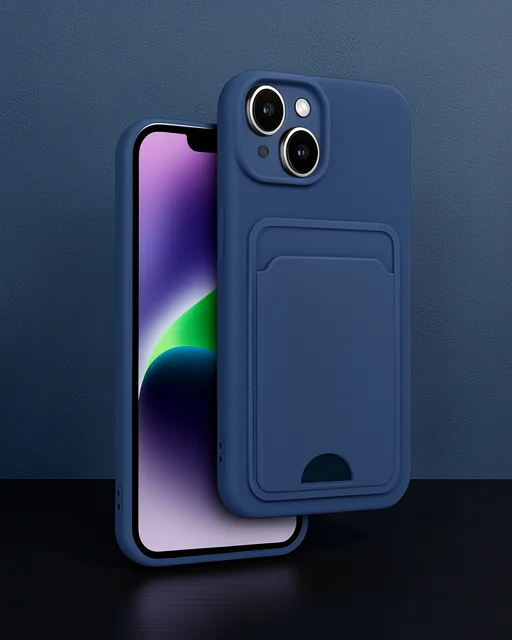 Apple İphone 14 Kılıf Kelvin Kartvizitli Silikon - Lacivert