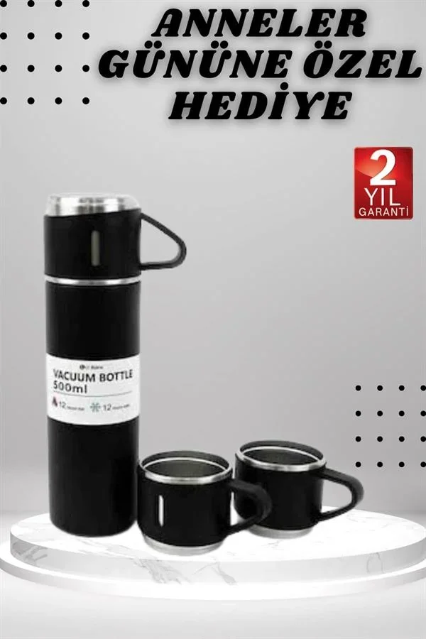 3 Bardaklı Termos Seti Anneler Gününe Özel Hediye Taşınabilir Sızdırmaz Isı Koruyucu görsel 2