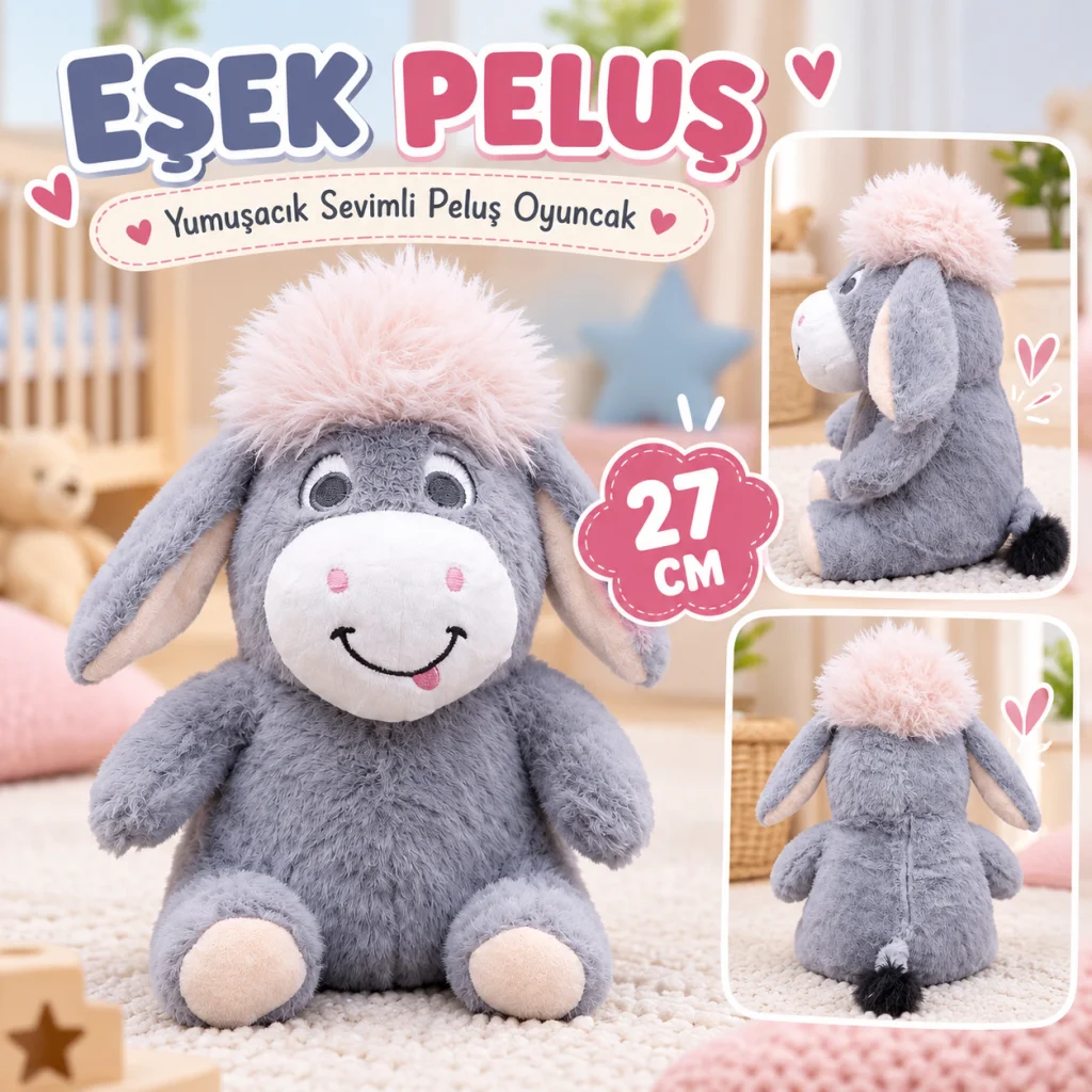10023 Eşek Peluş 27CM görsel 2