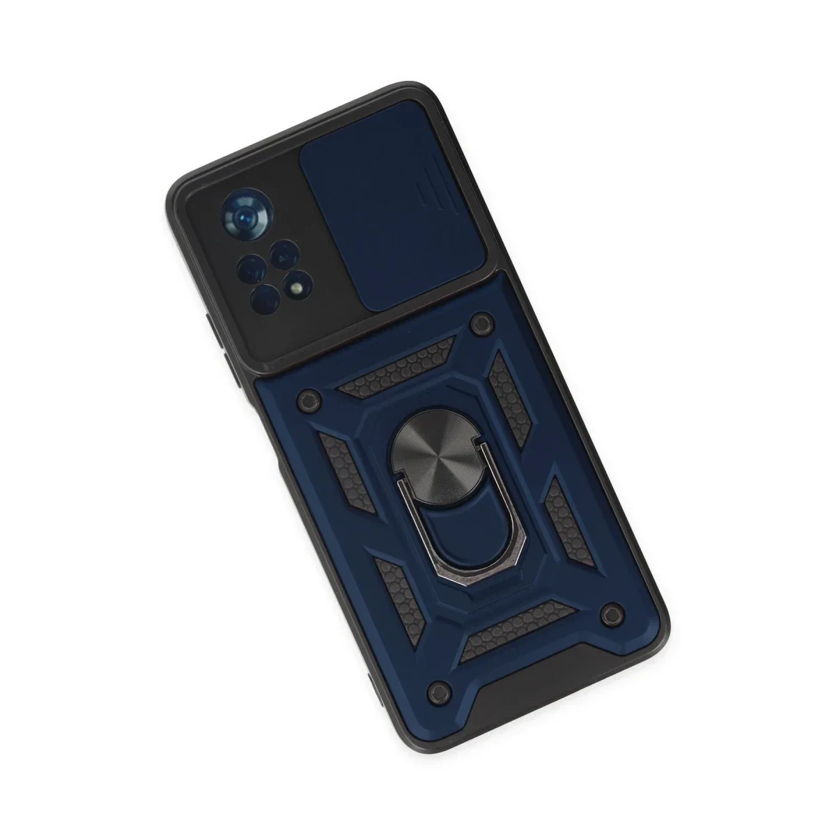 Xiaomi Poco X4 Pro 5G Kılıf Pars Lens Yüzüklü Silikon - Lacivert görsel 3