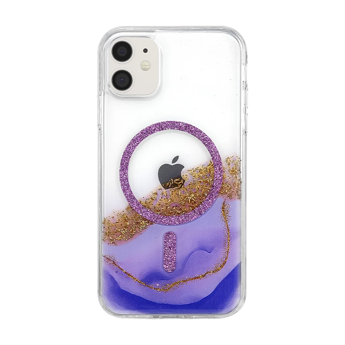 Onegif Apple İphone 11 Lotus Simli Magsafe Kapak - Mor görsel 3