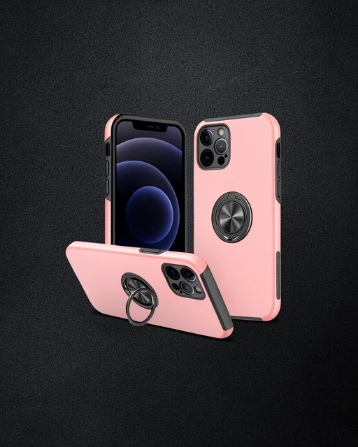 Apple İphone 12 Pro Kılıf Elit Yüzüklü Kapak - Pembe