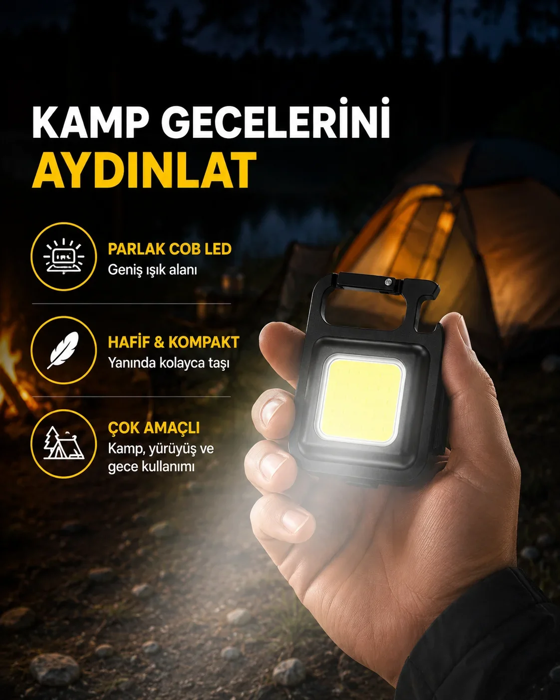 USB Type-C Şarjlı ni Fener – Manyetik, Katlanabilir ve Şişe Açacaklı Tasarım Yeni Nesil