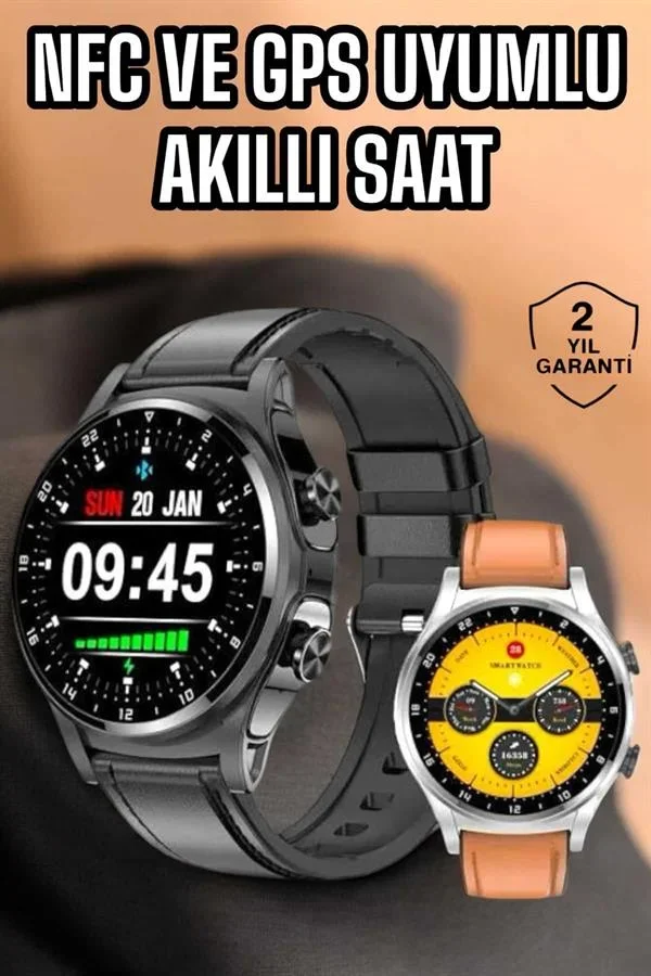 Akıllı Saat Titreşimli Pusula Nabız ve Tansiyon Ölçer NFC Uyumlu görsel 2