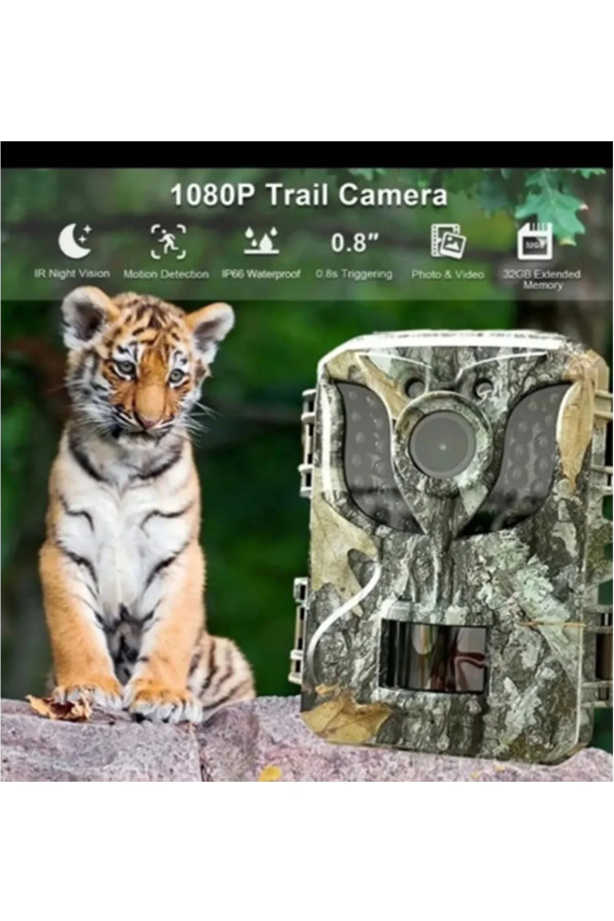Vothoon Fotokapan Kamera 16mp Full Hd 1080p Gece Görüşlü 2 Inç Lcd Ekran Su Geçirmez