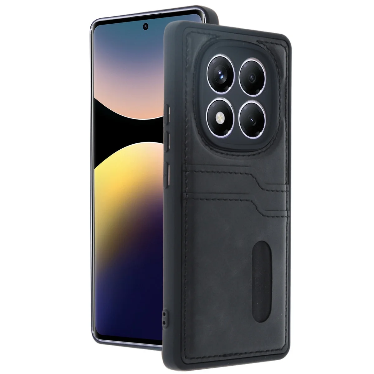 Xiao Red Note 14 Pro 4g Kılıf Sara Kartvizitli Deri Kılıf - Siyah