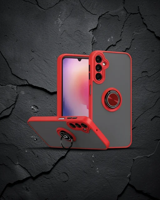 Samsung Galaxy A26 Kılıf Montreal Yüzüklü Silikon Kapak - Kırmızı