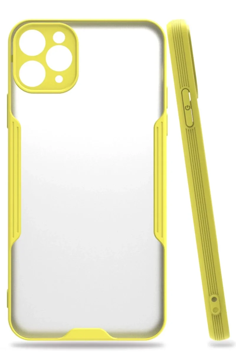 Apple iPhone 11 Pro Max Kılıf Platin Silikon - Sarı