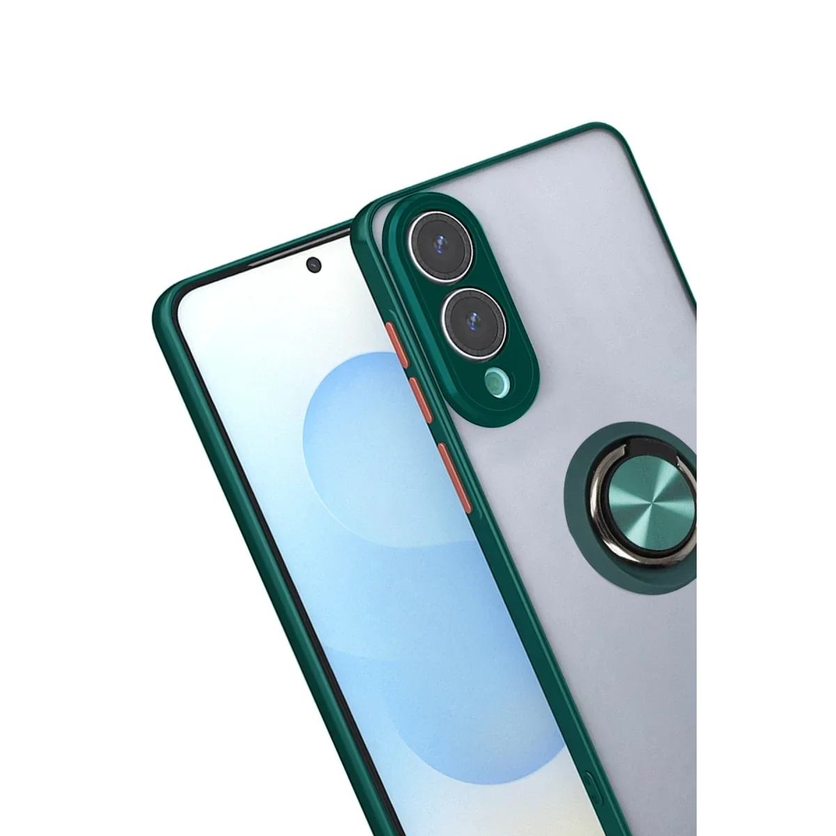Samsung Galaxy S25 Edge Kılıf Montreal Yüzüklü Silikon Kapak - Yeşil görsel 2