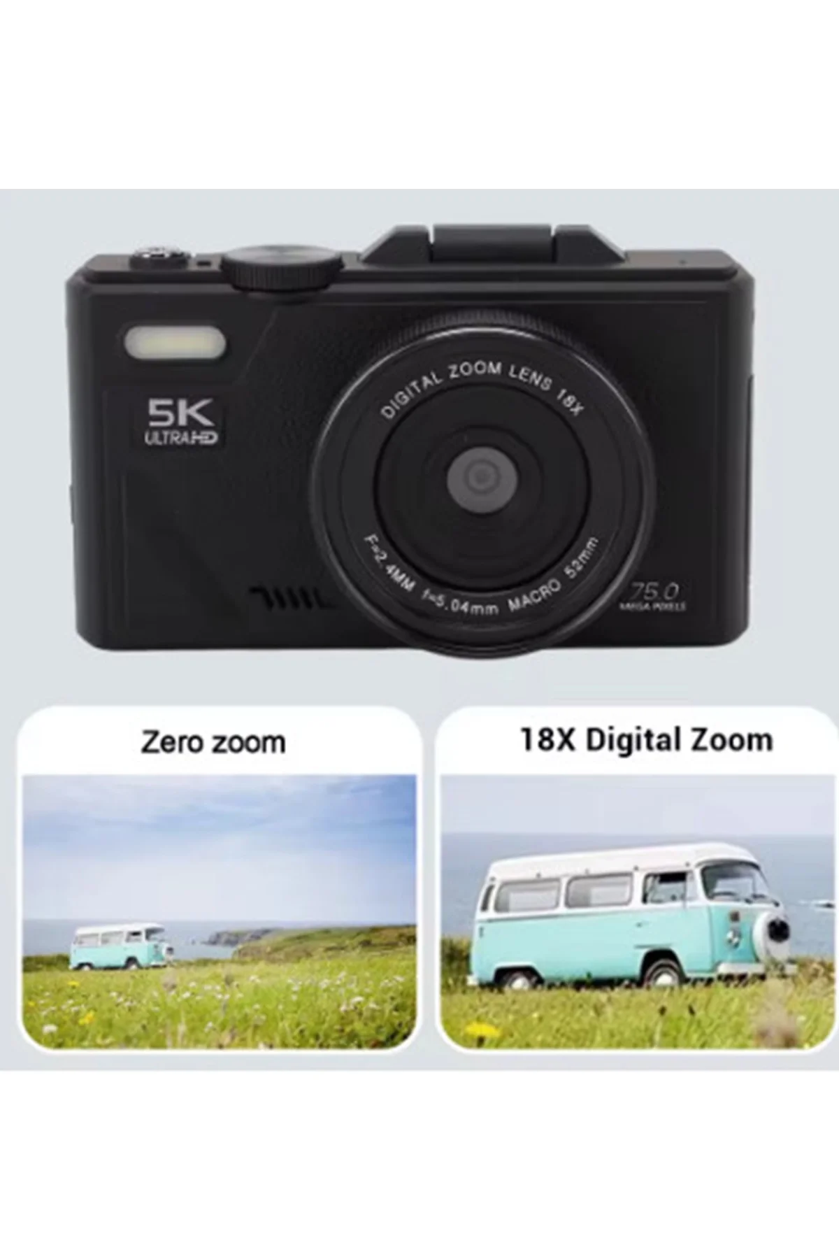 5k 75mp Hd Dijital Kamera 18x Dijital Zoom, Flaşlı,3.0 İnç Ekranlı Fotoğraf Makinesi görsel 3