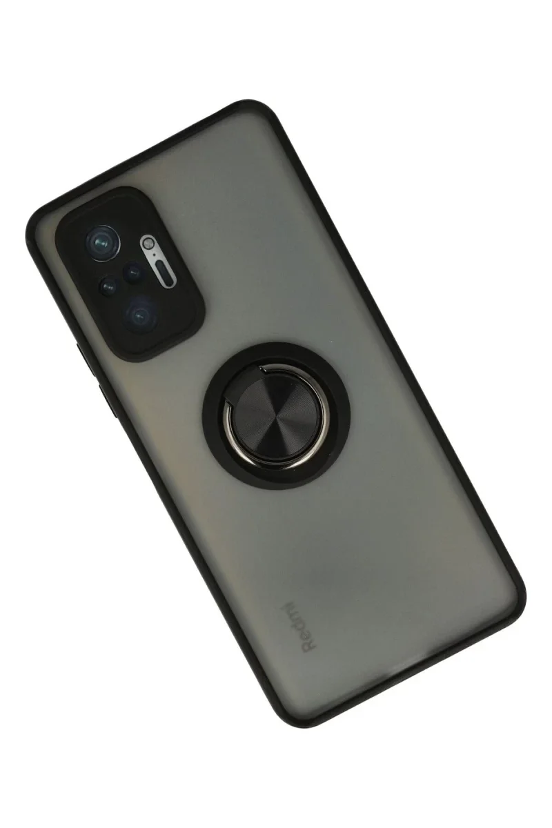 Xiao Red Note 10 Pro Kılıf Montreal Yüzüklü Silikon Kapak - Siyah görsel 2