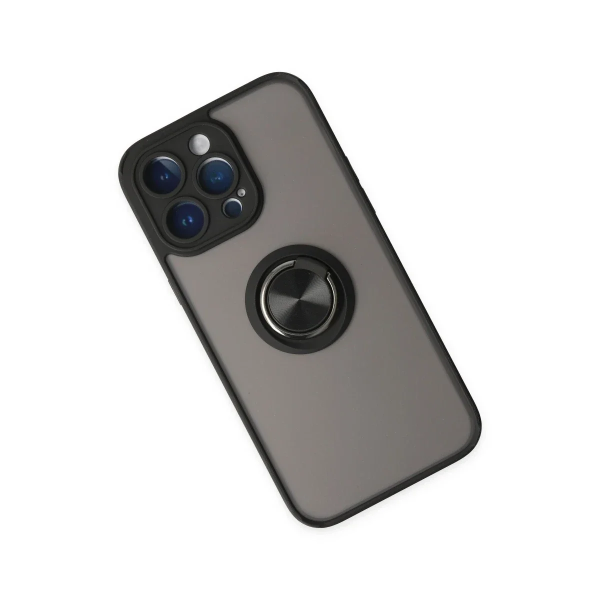 Apple iPhone 14 Pro Max Kılıf Montreal Yüzüklü Silikon Kapak - Siyah görsel 3