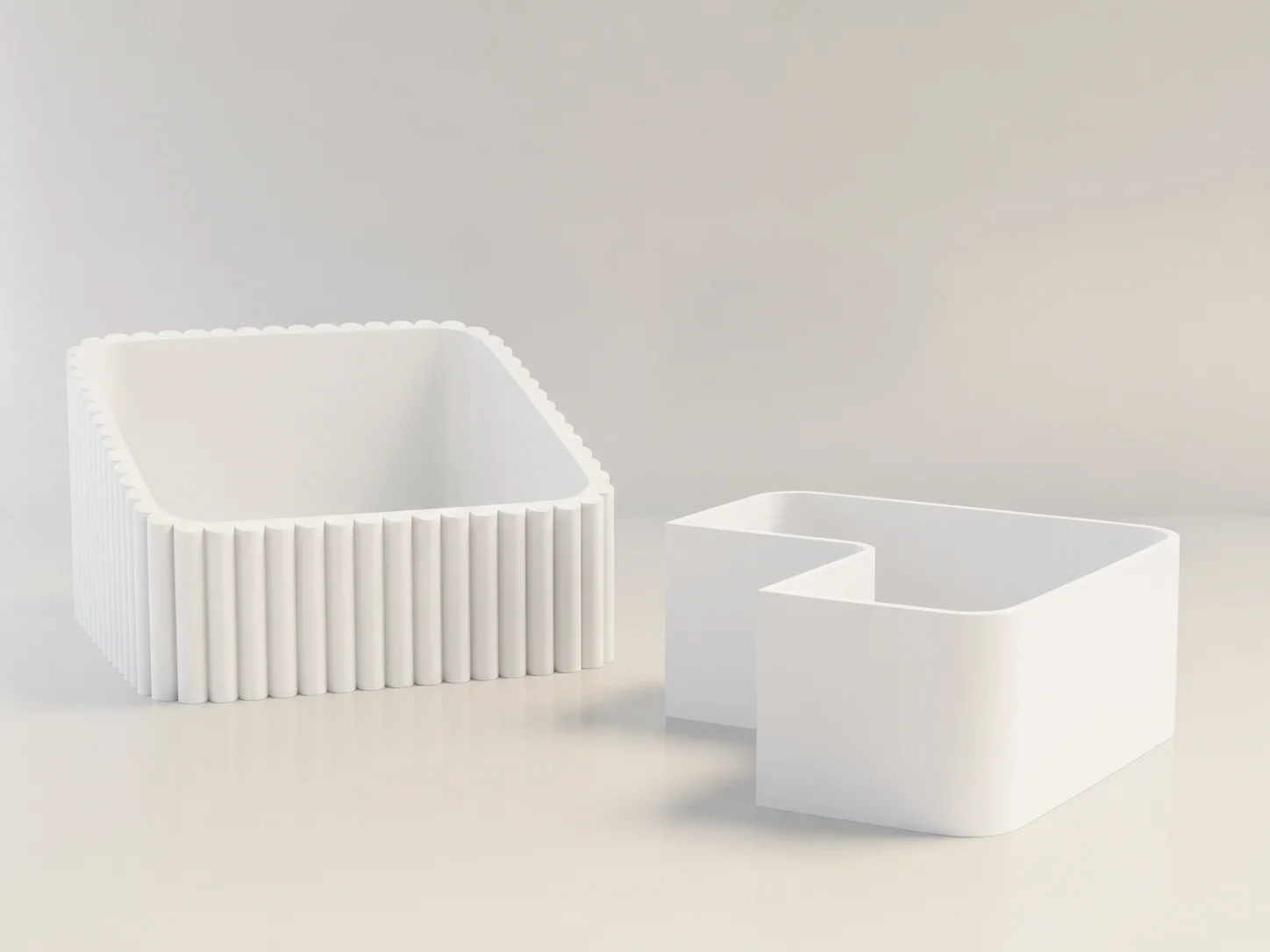 3D Baskı Fıstık Kasesi - Çift Hazneli Kabuk Ayırıcı Sunum Kasesi - Beyaz Beyaz görsel 2