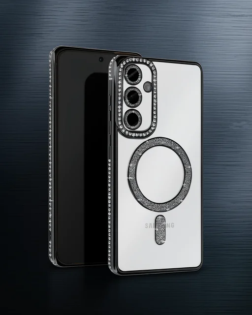 Samsung Galaxy S25 Kılıf Joke Simli Magneticsafe Kılıf - Siyah