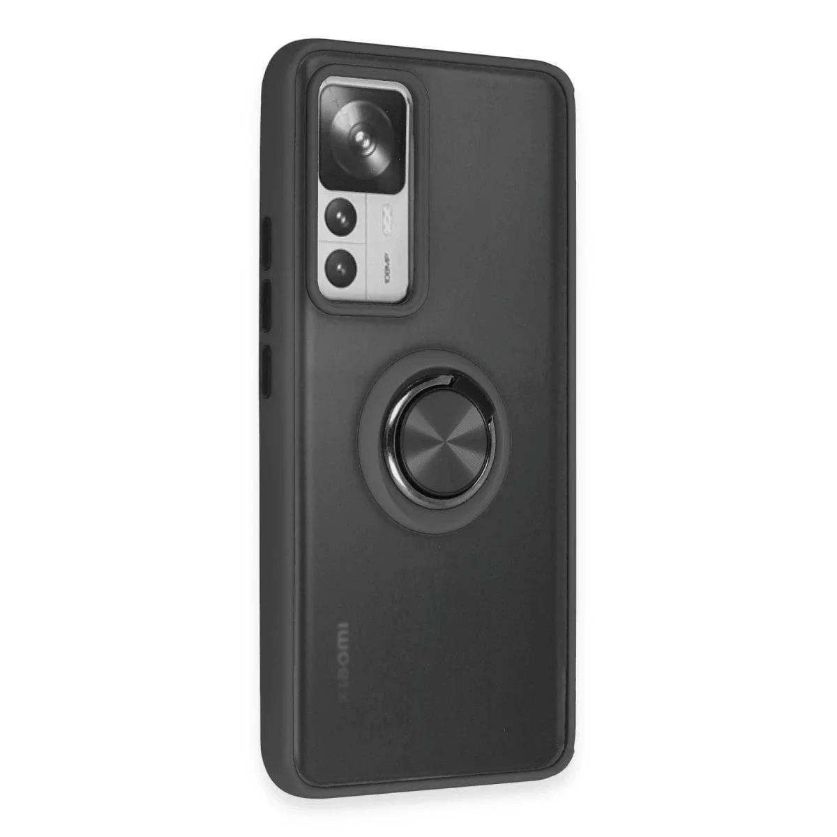 Xiaomi Mi 12T Pro Kılıf Montreal Yüzüklü Silikon Kapak - Siyah görsel 2