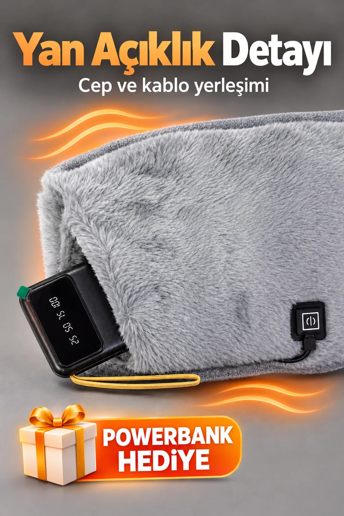 Yumuşak Pelüş Dokulu Elektrikli Bel Isıtıcı Kuşak görsel 6