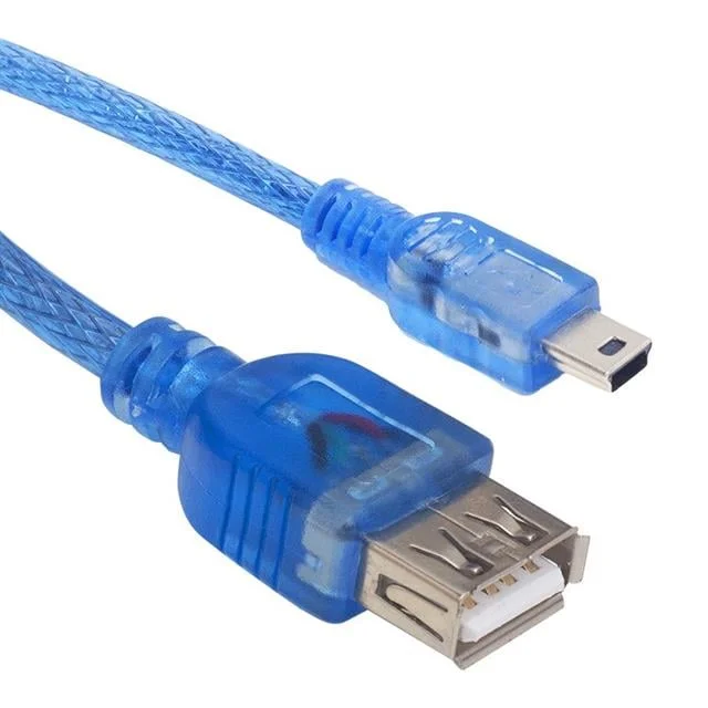 Usb 5 Pin Erkek-Usb Dişi 30 Cm Şeffaf iPod Kablosu