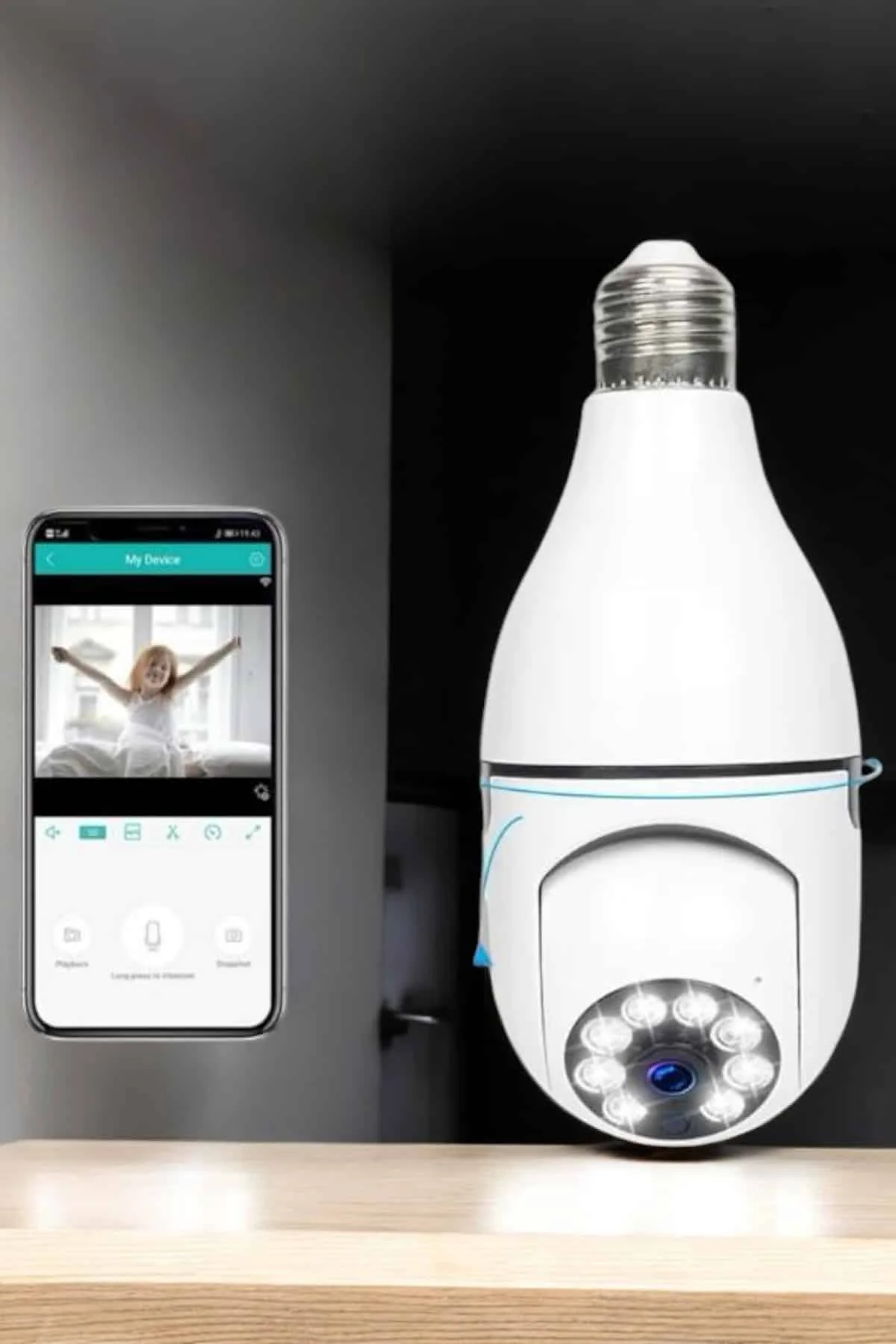 Güvenlik Kamerası Wifi Kamera Duylu Ev Kamerası Wifi Bağlantılı Dönebilen görsel 5