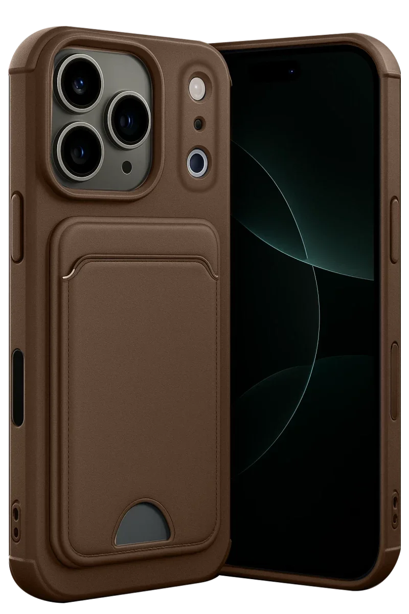 Apple iPhone 17 Pro Kelvin Kartvizitli Silikon - Kahverengi