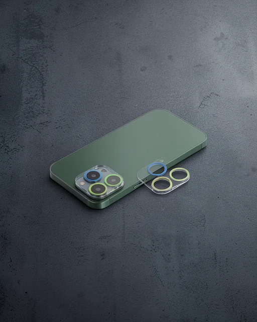 Apple İphone 12 Pro Renkli Kamera Lens Koruma Cam - Yeşil-sarı