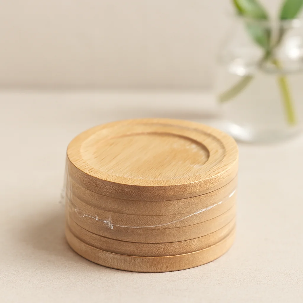 Bambu Ahşap Çay Tabağı 6'lı - 9.7 cm