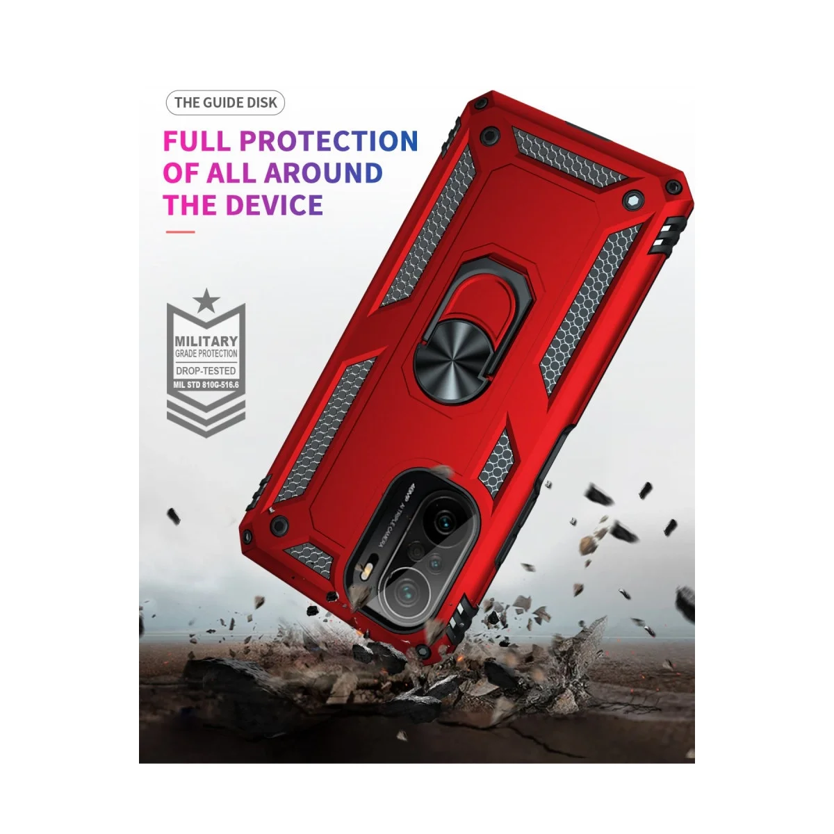 Xiaomi Poco F3 Kılıf Sofya Yüzüklü Silikon Kapak - Kırmızı görsel 7