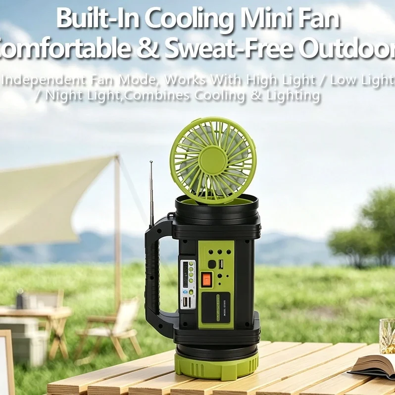 WS-5683 30W Şarjlı Solar Ev Aydınlatma Seti Radyo Fan Powerbank Spot Fener görsel 8