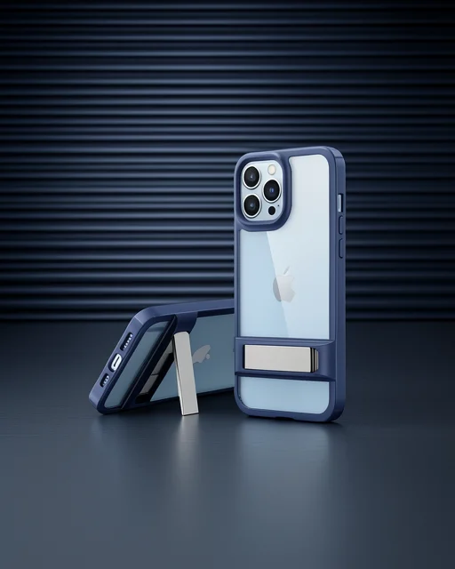 Apple İphone 13 Pro Max Kılıf Rolet Stand Kapak - Lacivert