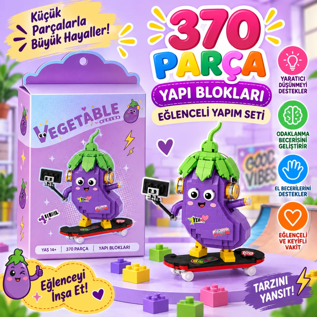 LZ-8857 Kaykay Süren Patlıcan 370 Parça Block Oyuncak