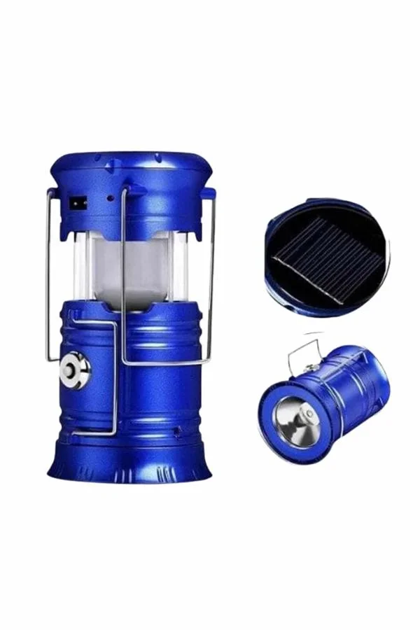 Büyük Boy Güneş Enerjili Kamp Feneri Işıldak Lamba USB Şarjlı görsel 3
