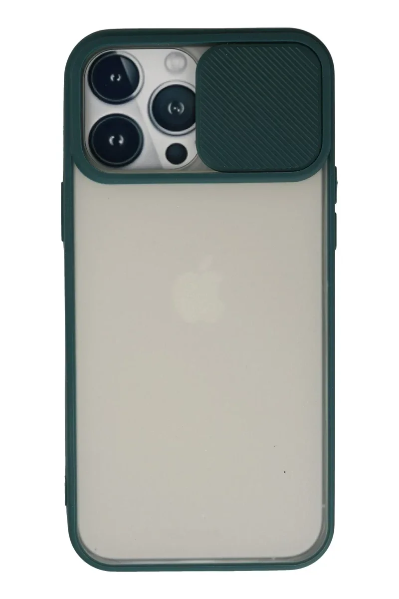 Apple iPhone 13 Pro Max Kılıf Palm Buzlu Kamera Sürgülü Silikon - Yeşil