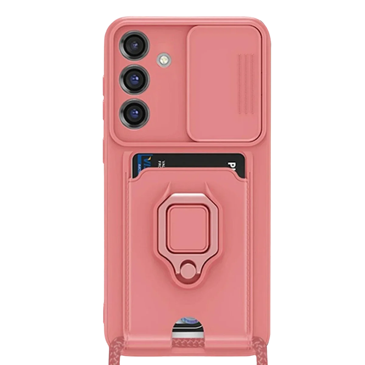 Samsung Galaxy S25 Plus Kılıf Zuma Kartvizitli Yüzüklü Silikon - Pembe