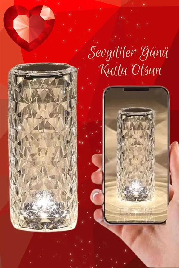 Sevgililer Gününe Özel Romantik Kristal Gece Lambası Sevgiliye Hediye görsel 5
