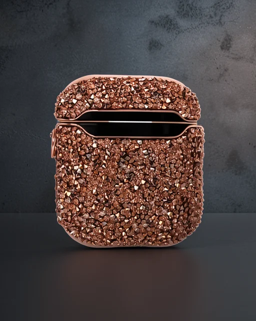 Apple Airpods 2 (2.nesil) Mira Taşlı Kılıf - Rose Gold